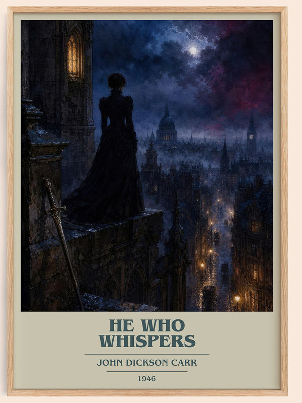 He Who Whispers book cover book poster by John Dickson Carr – framed literary art print