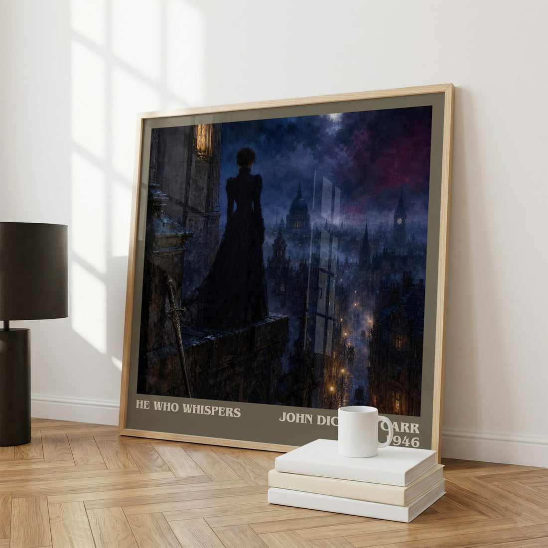 He Who Whispers literary print framed by window – literary home decor