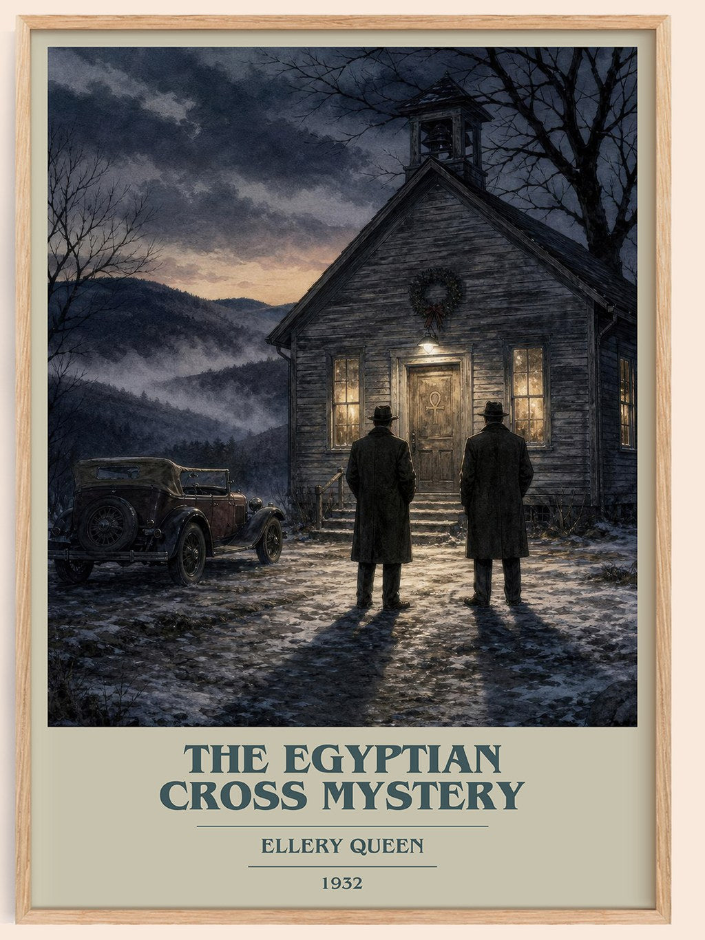 The Egyptian Cross Mystery book cover book poster by Ellery Queen – framed literary art print