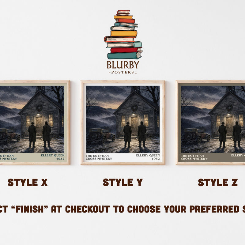 The Egyptian Cross Mystery literary print in frame leaning in hallway – mystery wall art