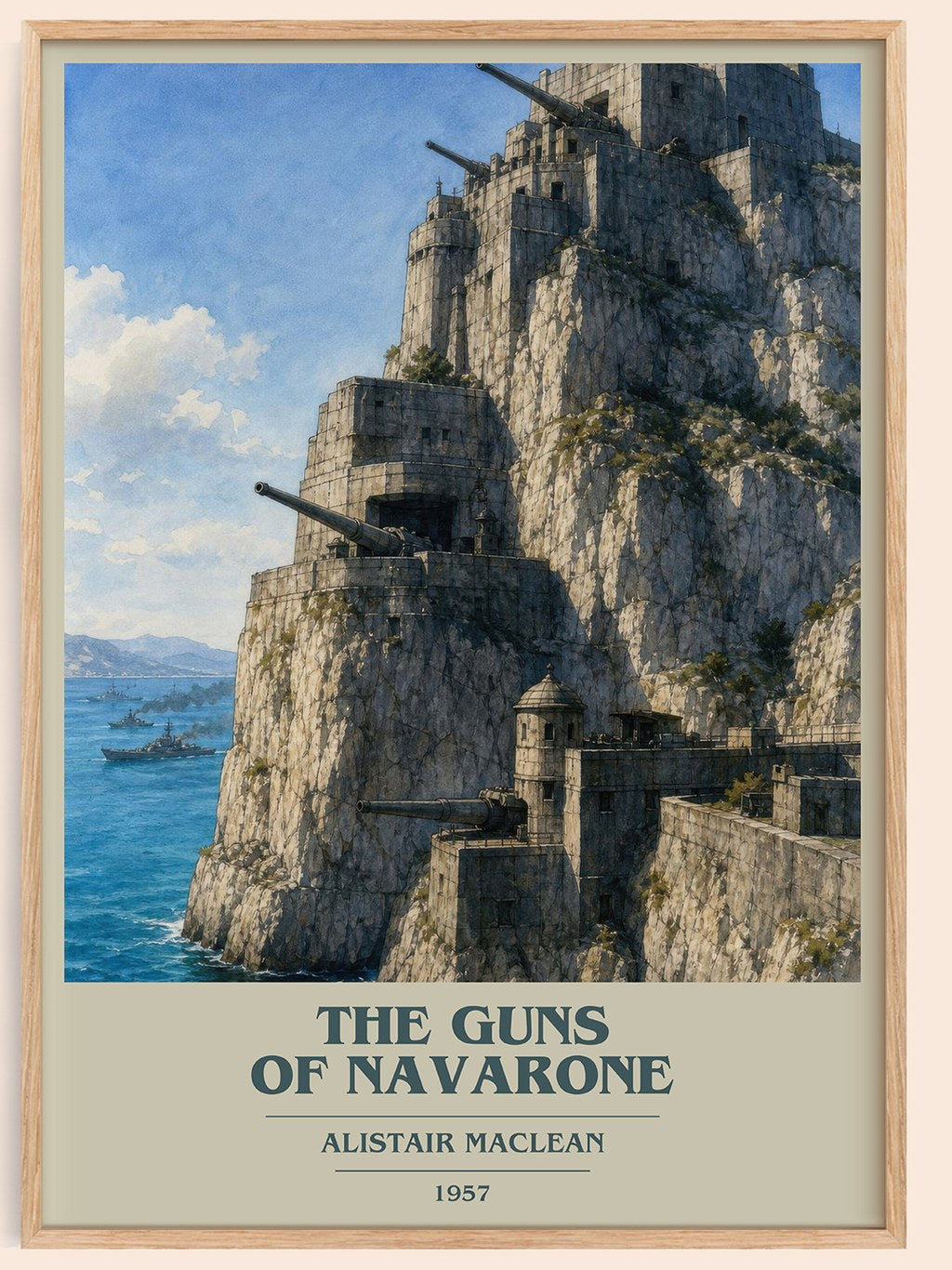 The Guns of Navarone book cover book poster by Alistair MacLean – framed literary art print
