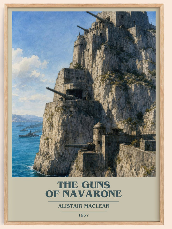 The Guns of Navarone book cover book poster by Alistair MacLean – framed literary art print