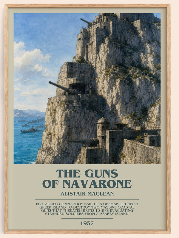 The Guns of Navarone bookish book poster by Alistair MacLean – framed literary art print