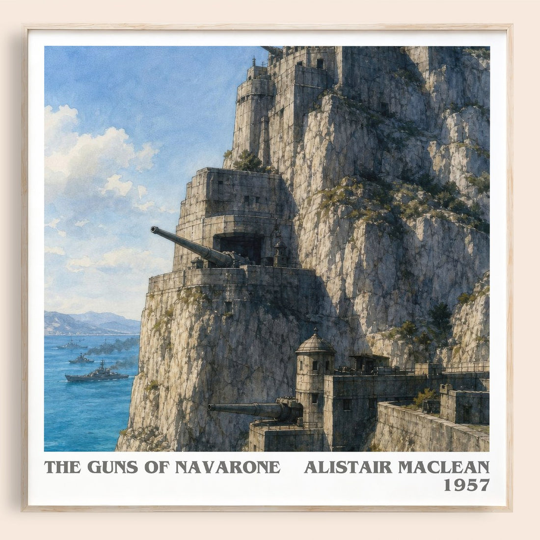 The Guns of Navarone literary book poster by Alistair MacLean – framed literary art print