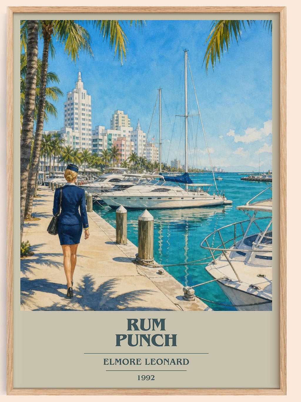 Rum Punch book cover book poster by Elmore Leonard – framed literary art print