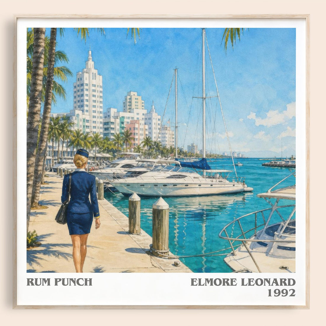 Rum Punch literary book poster by Elmore Leonard – framed literary art print