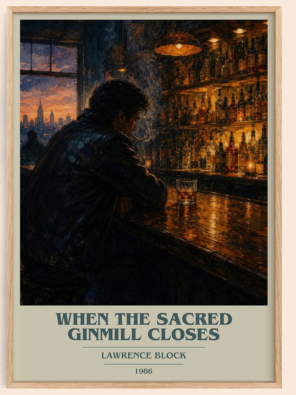 When the Sacred Ginmill Closes book cover book poster by Lawrence Block – framed literary art print