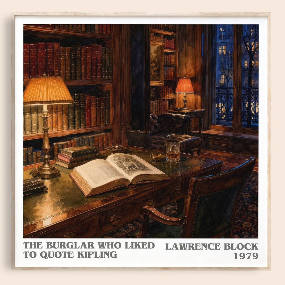 The Burglar Who Liked to Quote Kipling literary book poster by Lawrence Block – framed literary art print