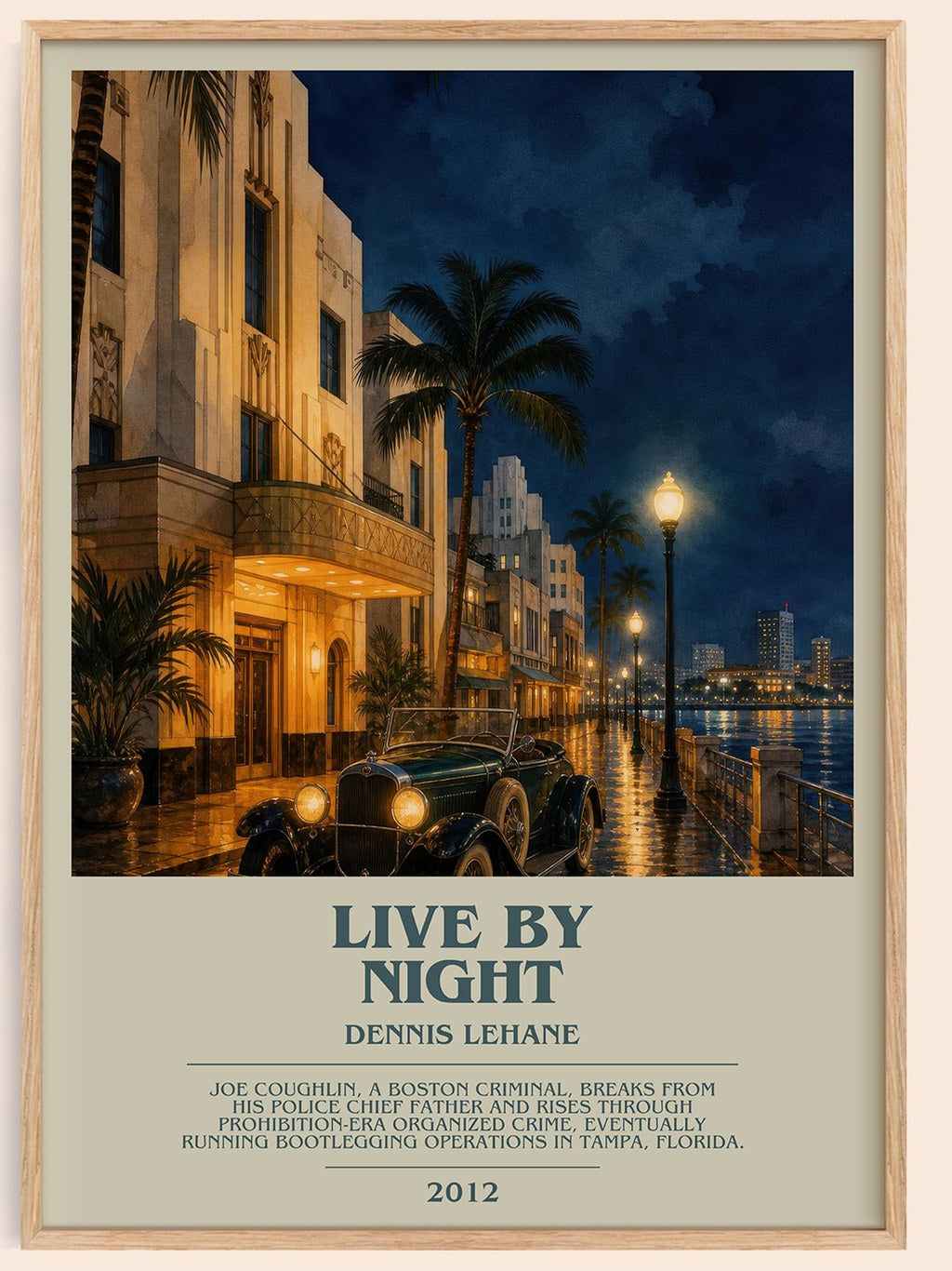 Live by Night bookish book poster by Dennis Lehane – framed literary art print