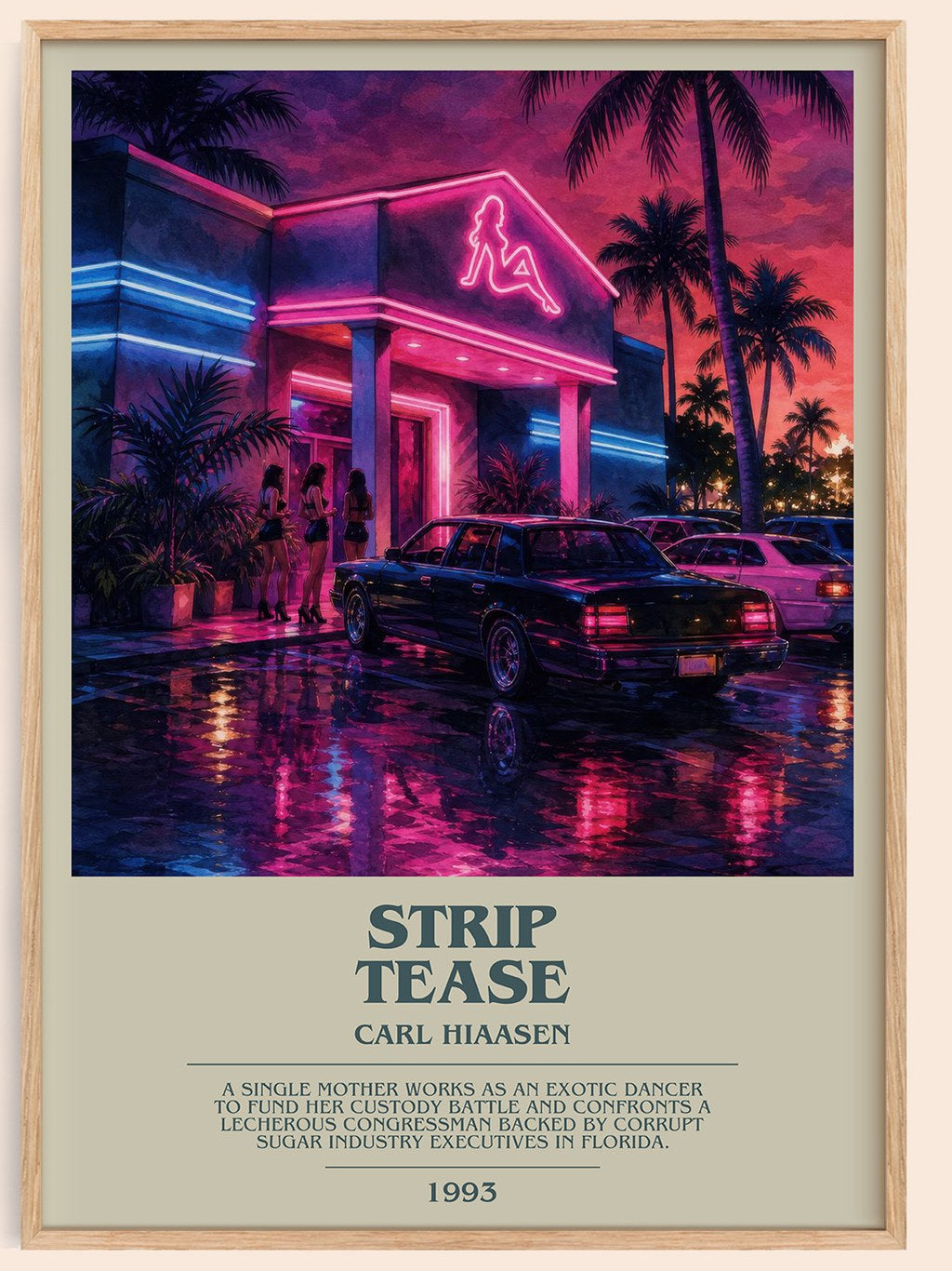 Strip Tease bookish book poster by Carl Hiaasen – framed literary art print