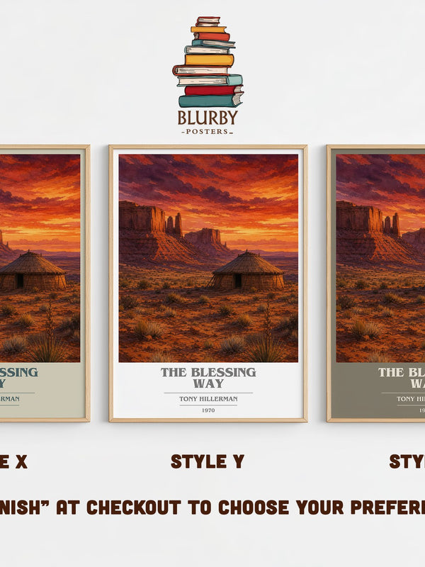 The Blessing Way book cover print in frame leaning in hallway – mystery wall art