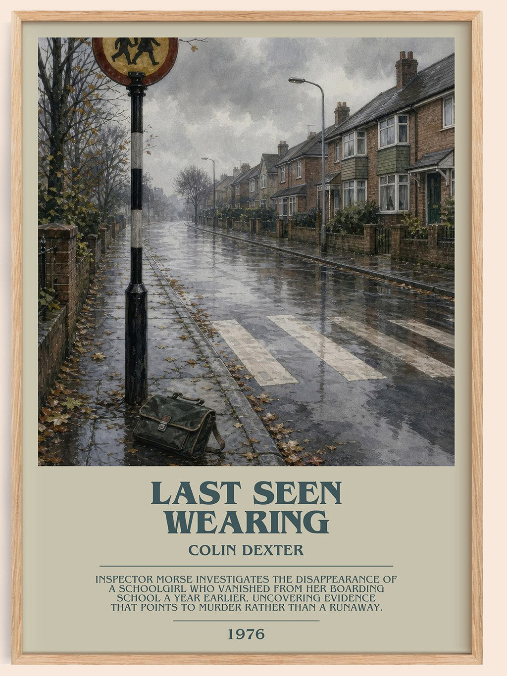 Last Seen Wearing bookish book poster by Colin Dexter – framed literary art print
