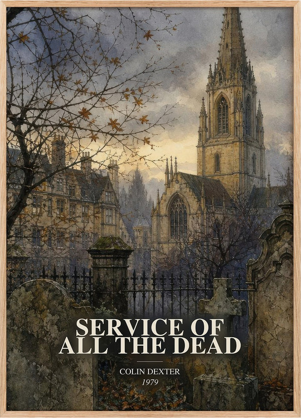 Service of All the Dead Book Watercolour Illustration by Colin Dexter