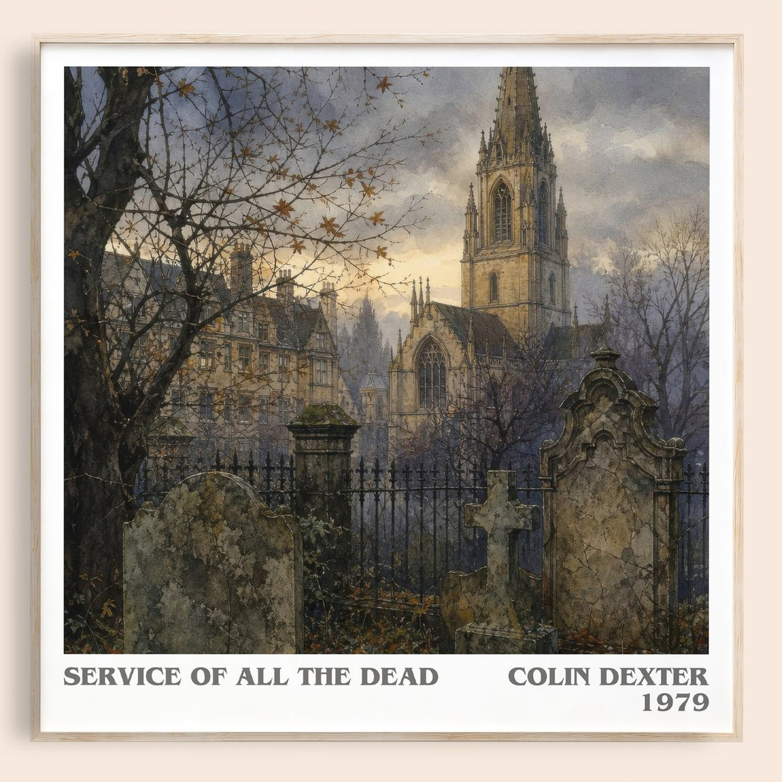 Service of All the Dead literary book poster by Colin Dexter – framed literary art print