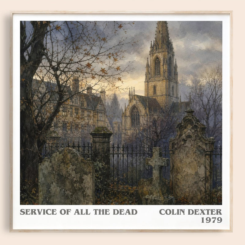 Service of All the Dead literary book poster by Colin Dexter – framed literary art print