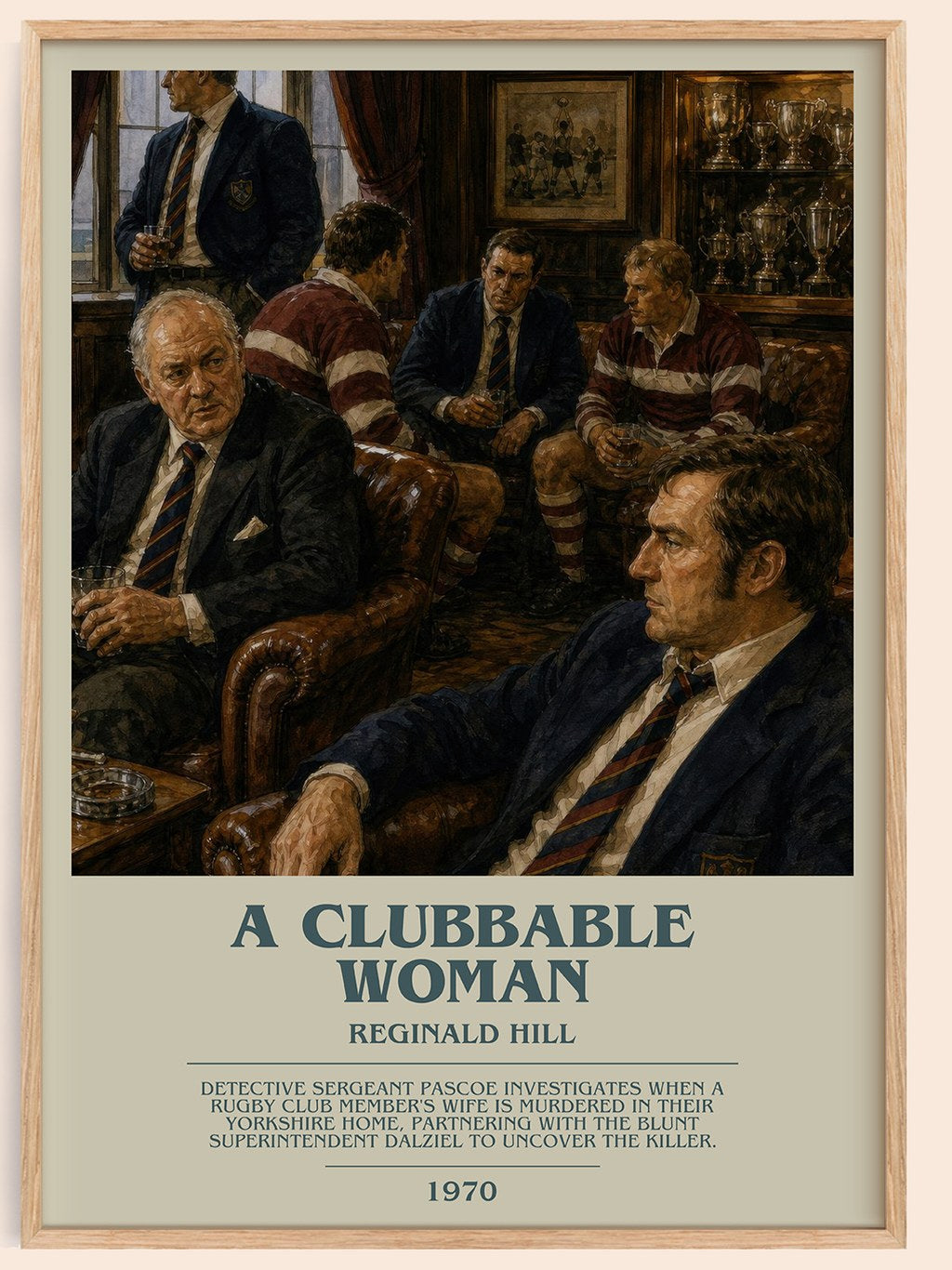 A Clubbable Woman bookish book poster by Reginald Hill – framed literary art print