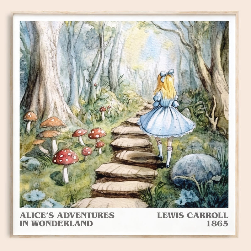 Alice's Adventures in Wonderland literary book poster by Lewis Carroll – framed literary art print