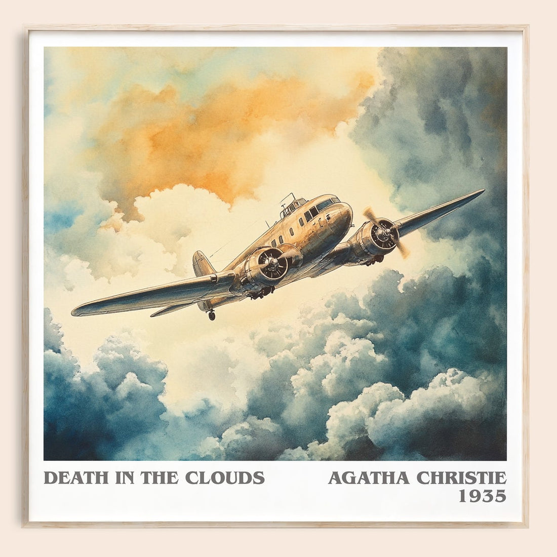 Death in the Clouds literary book poster by Agatha Christie – framed literary art print
