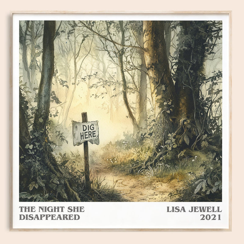 The Night She Disappeared literary book poster by Lisa Jewell – framed literary art print