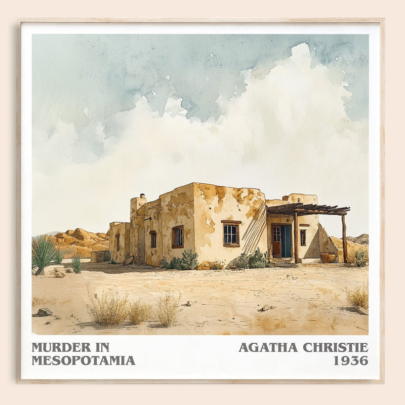 Murder in Mesopotamia literary book poster by Agatha Christie – framed literary art print