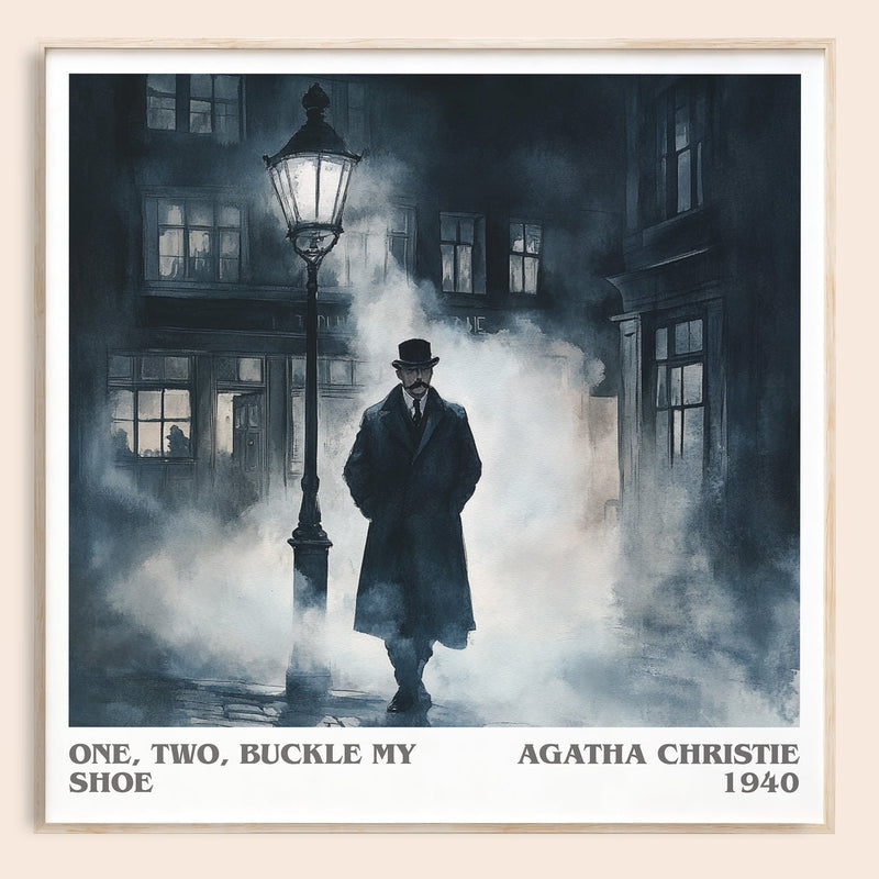 One, Two, Buckle My Shoe literary book poster by Agatha Christie – framed literary art print