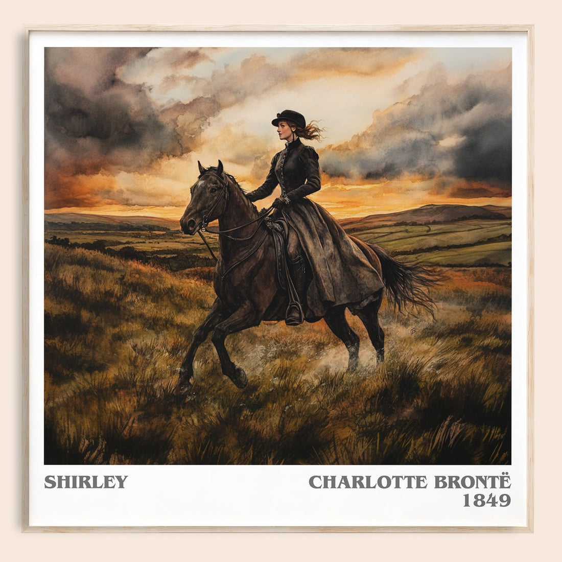 Shirley literary book poster by Charlotte Brontë – framed literary art print