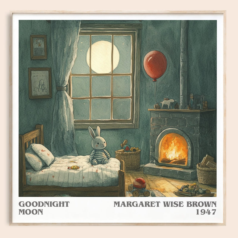 Good Night Moon literary book poster by Margaret Wise Brown – framed literary art print