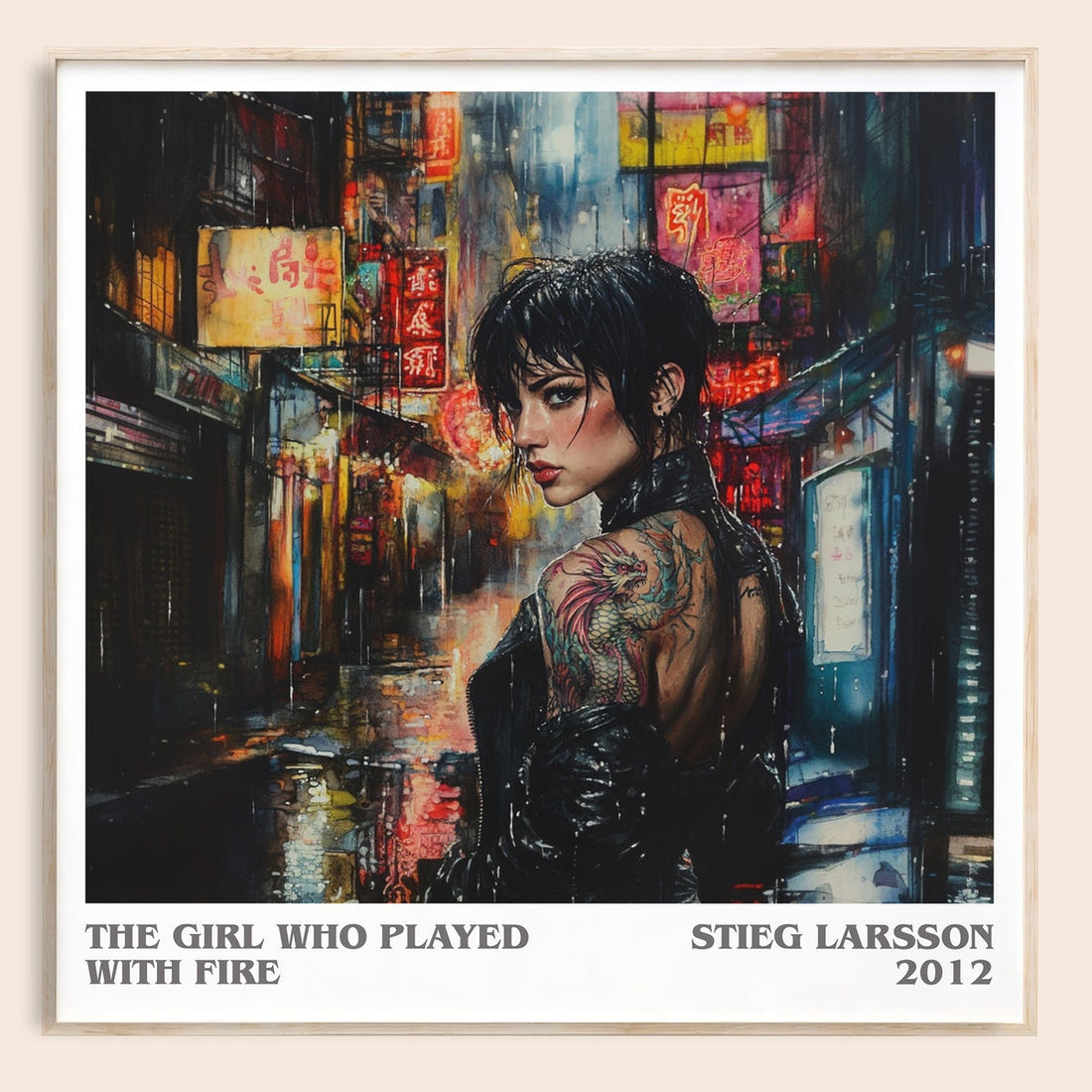 The Girl Who Played with Fire literary book poster by Stieg Larsson – framed literary art print