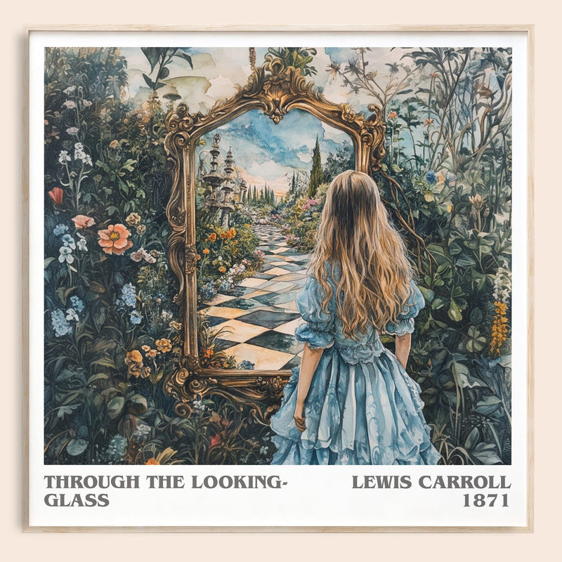 Through The Looking-Glass literary book poster by Lewis Carroll – framed literary art print