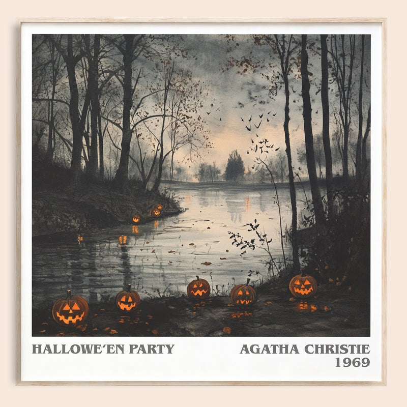 Hallowe'en Party literary book poster by Agatha Christie – framed literary art print