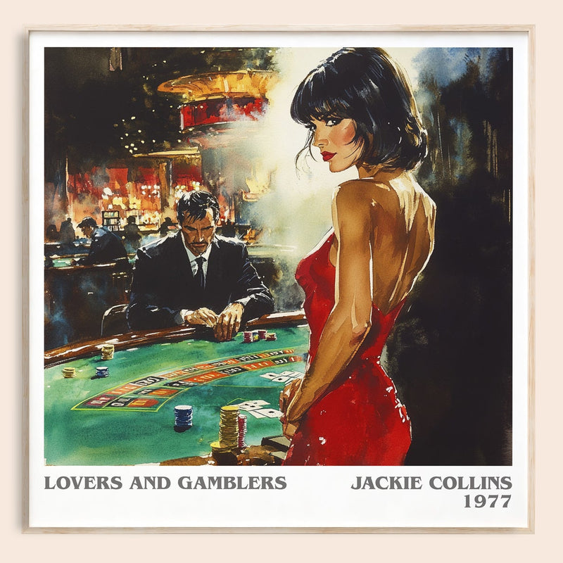 Lovers and Gamblers literary book poster by Jackie Collins – framed literary art print