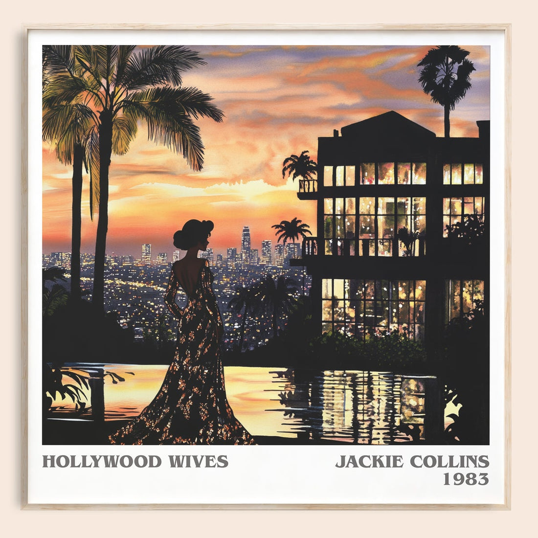Hollywood Wives literary book poster by Jackie Collins – framed literary art print