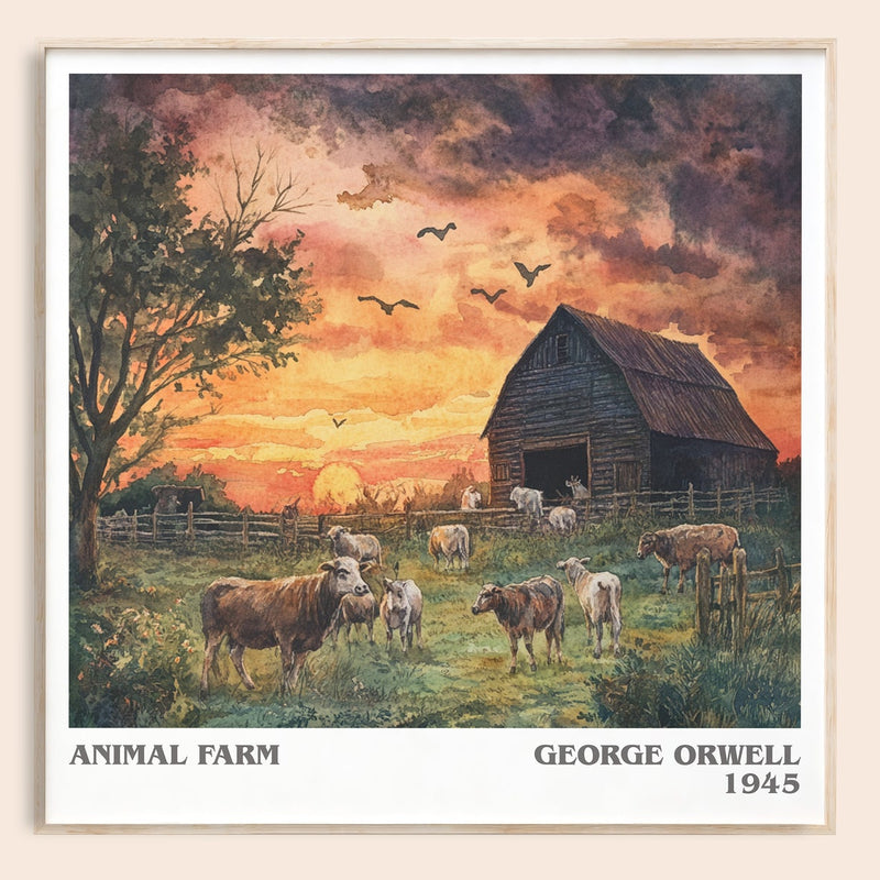 Animal Farm literary book poster by George Orwell – framed literary art print