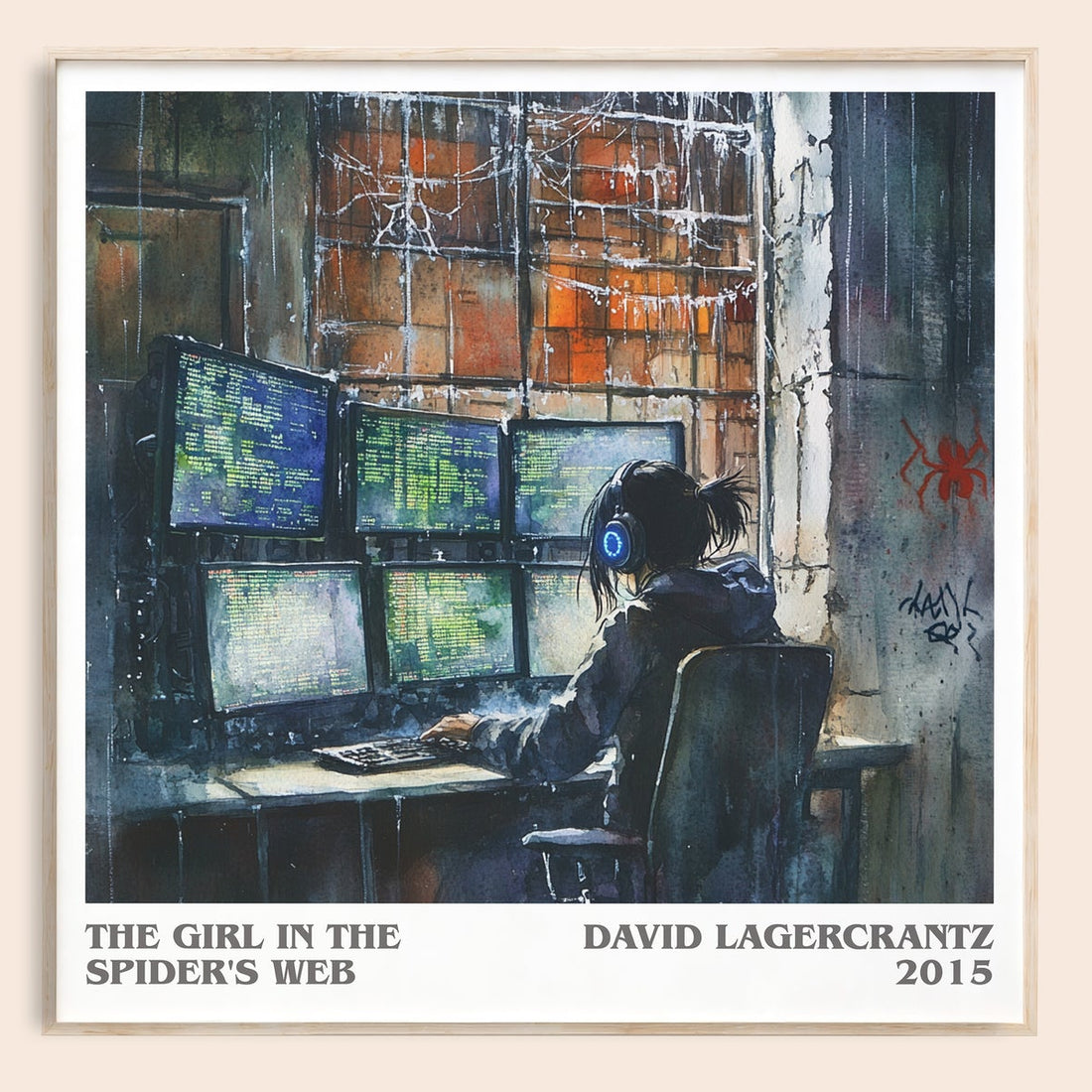 The Girl In The Spider's Web literary book poster by David Lagercrantz – framed literary art print