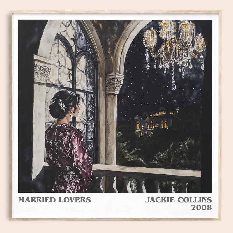 Married Lovers literary book poster by Jackie Collins – framed literary art print