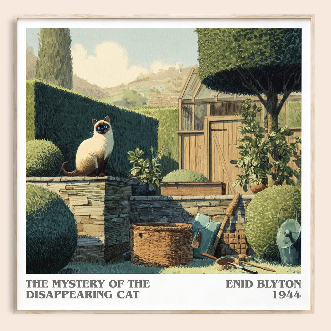 The Mystery of the Disappearing Cat literary book poster by Enid Blyton – framed literary art print