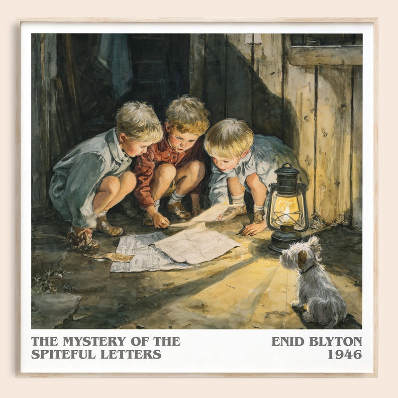 The Mystery Of The Spiteful Letters literary book poster by Enid Blyton – framed literary art print