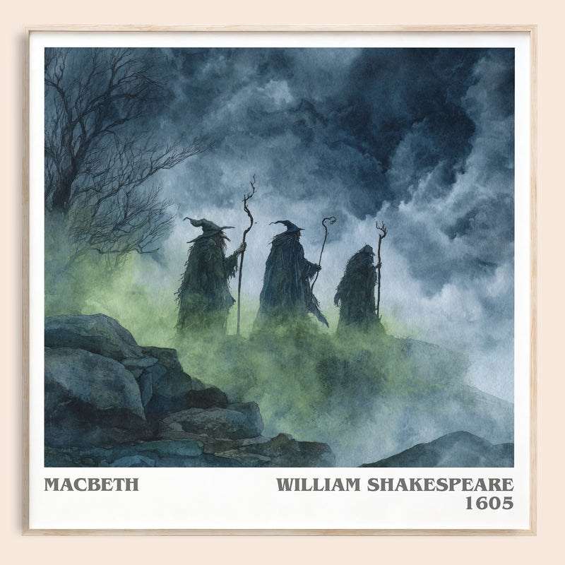 Macbeth literary book poster by William Shakespeare – framed literary art print