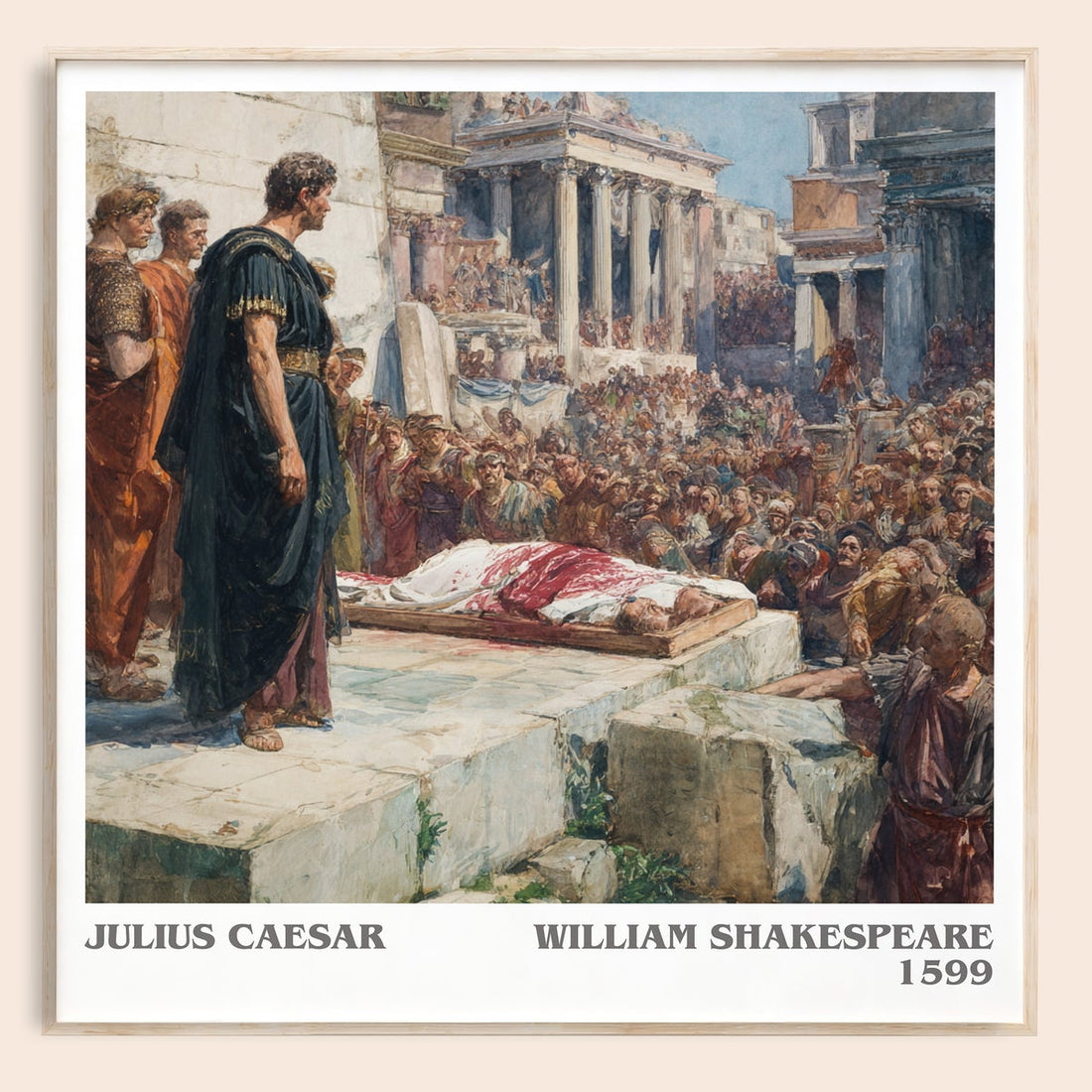 Julius Caesar literary book poster by William Shakespeare – framed literary art print
