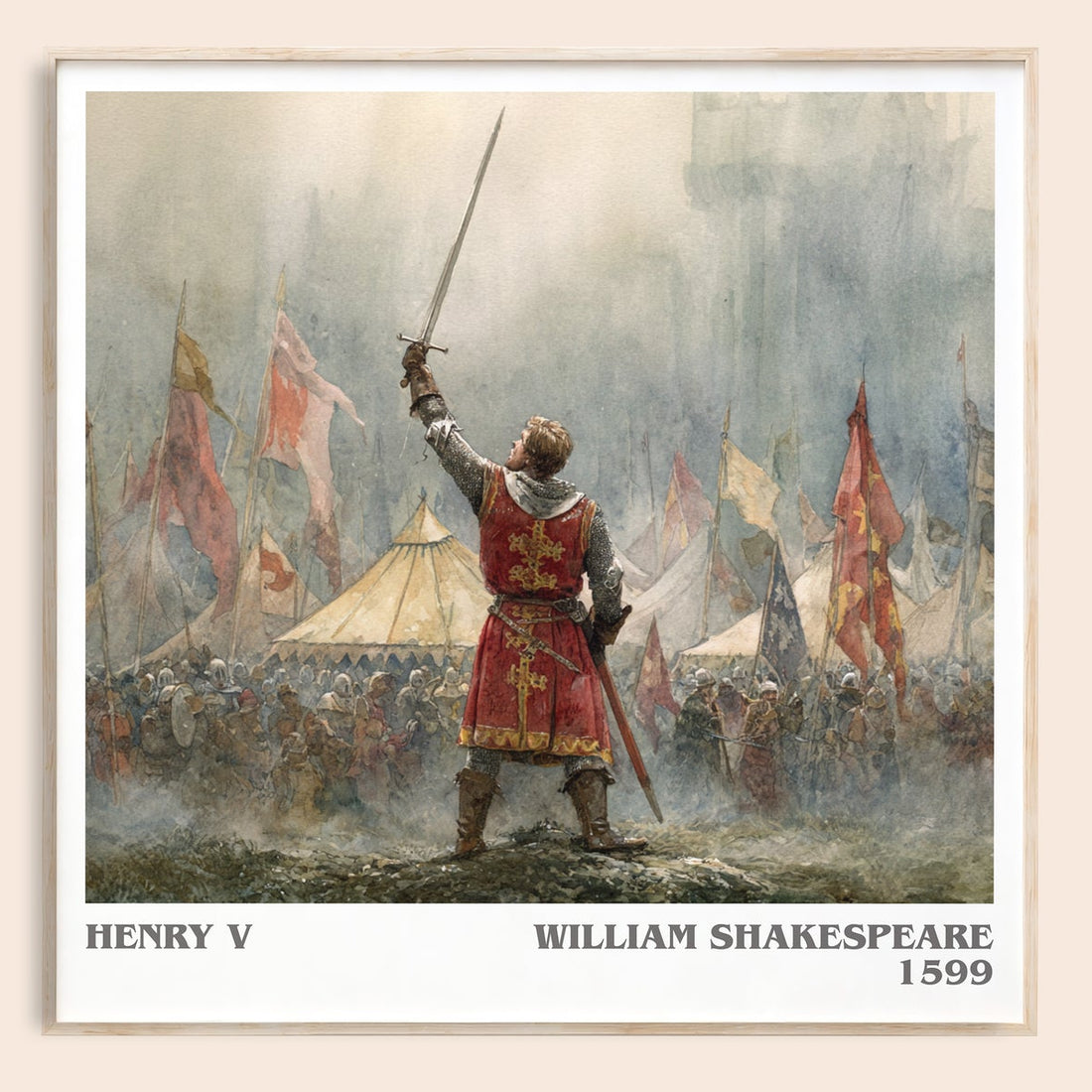 Henry V literary book poster by William Shakespeare – framed literary art print