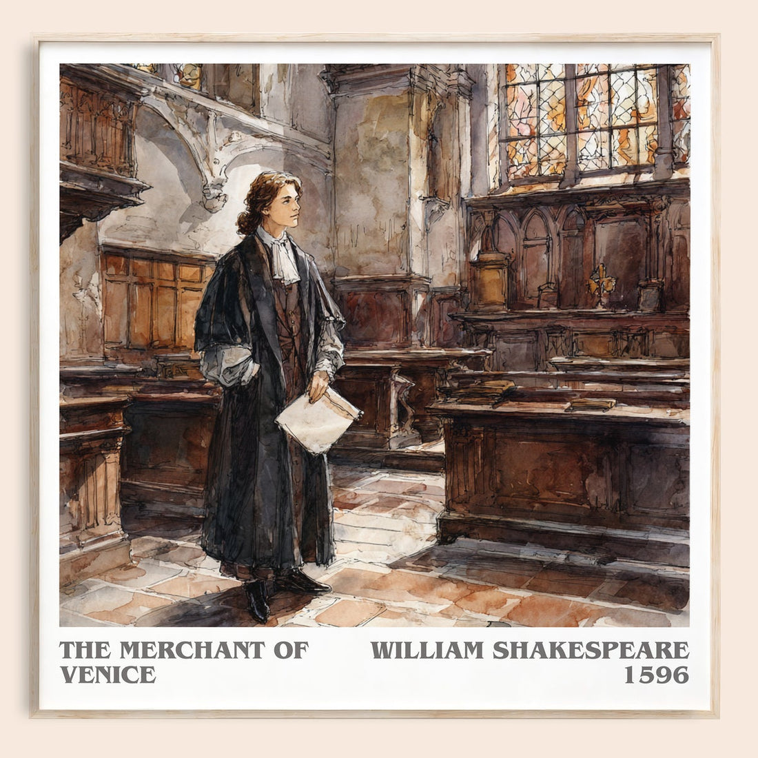 The Merchant of Venice literary book poster by William Shakespeare – framed literary art print