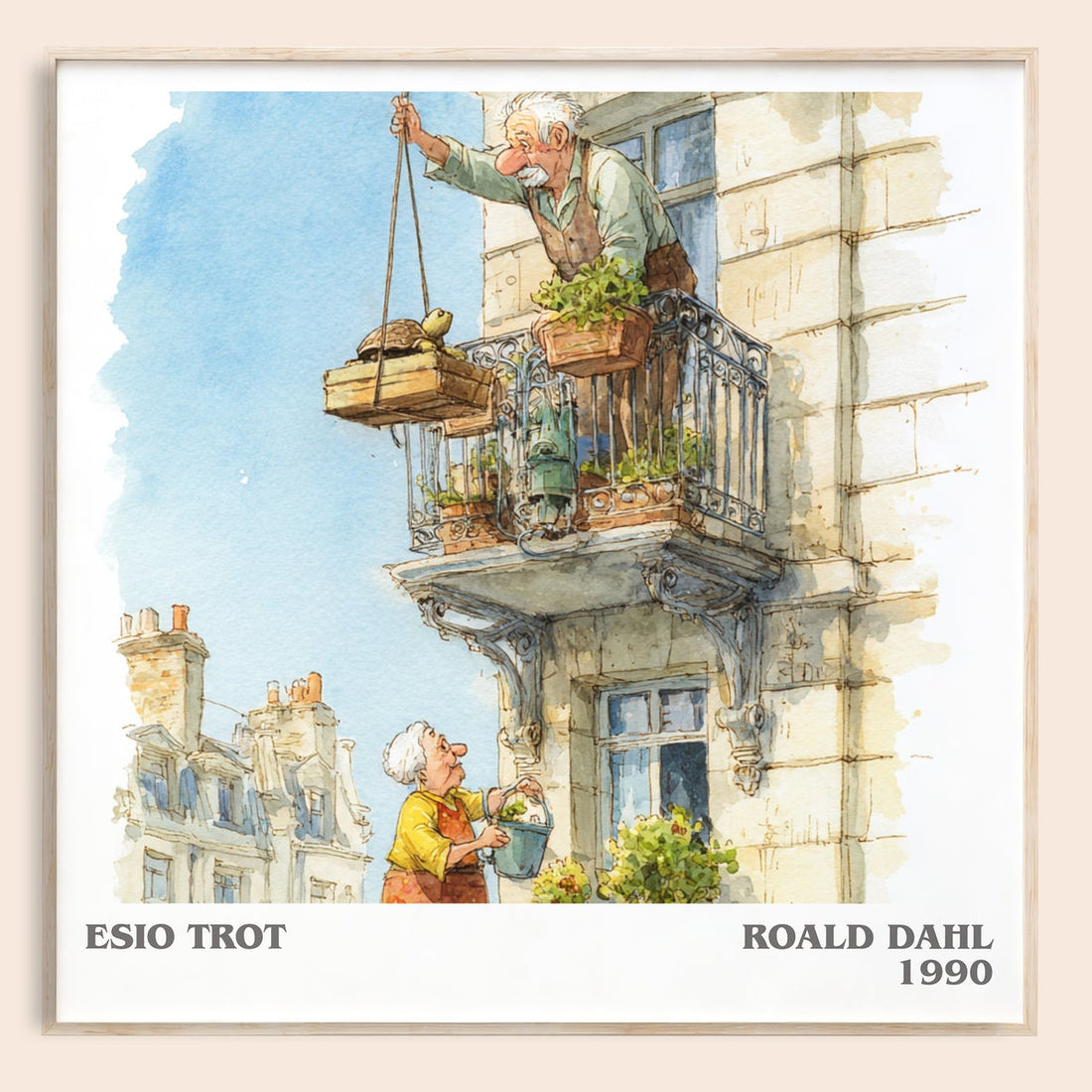 Esio Trot literary book poster by Roald Dahl – framed literary art print