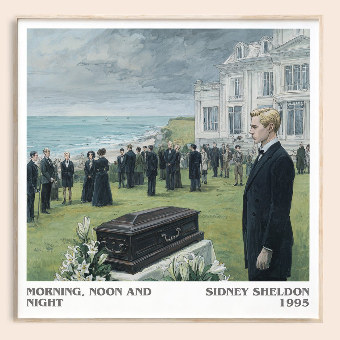Morning, Noon and Night literary book poster by Sidney Sheldon – framed literary art print