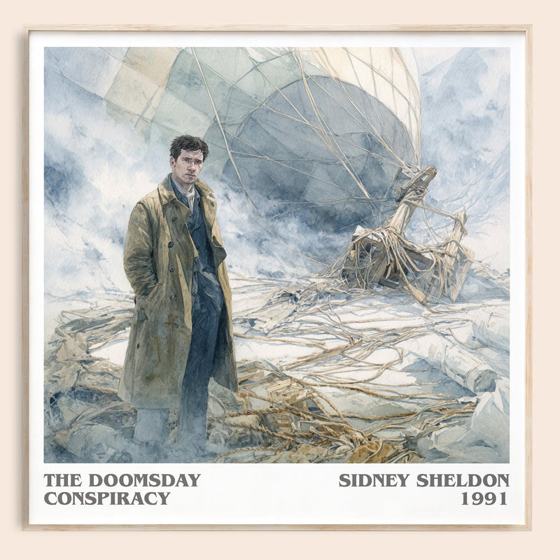 The Doomsday Conspiracy literary book poster by Sidney Sheldon – framed literary art print