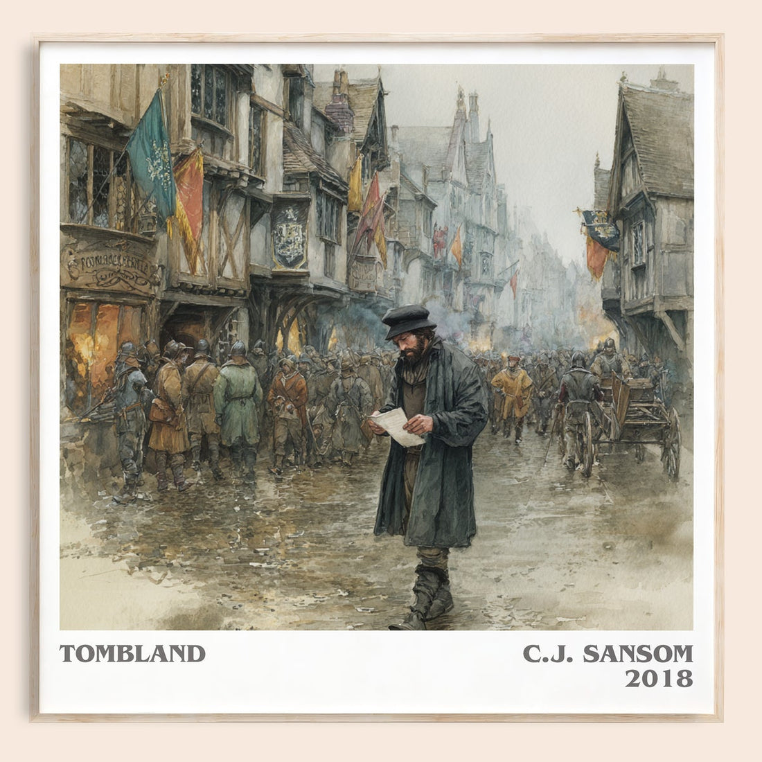 Tombland literary book poster by C.J. Sansom – framed literary art print