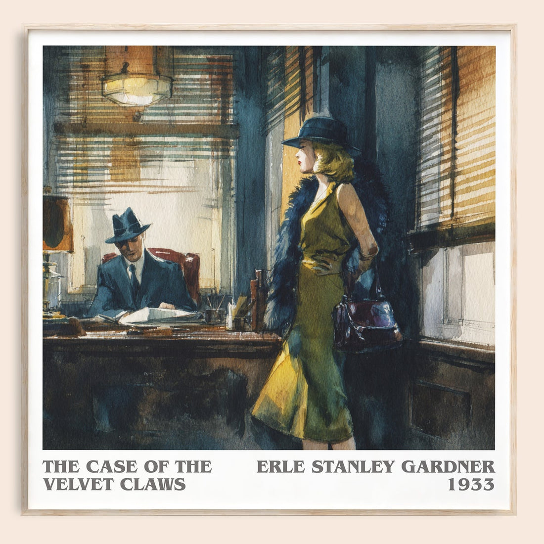 The Case of the Velvet Claws literary book poster by Erle Stanley Gardner – framed literary art print
