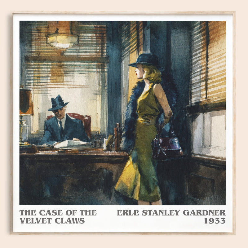 The Case of the Velvet Claws literary book poster by Erle Stanley Gardner – framed literary art print