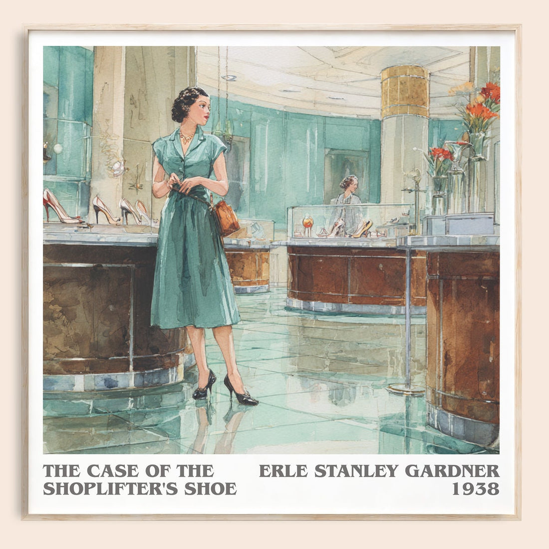 The Case of the Shoplifter's Shoe literary book poster by Erle Stanley Gardner – framed literary art print
