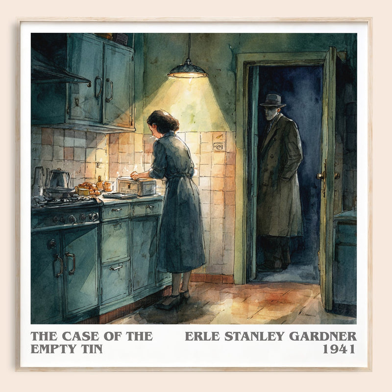 The Case of the Empty Tin literary book poster by Erle Stanley Gardner – framed literary art print