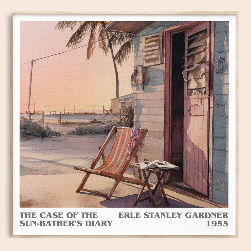 The Case of the Sun Bather's Diary literary book poster by Erle Stanley Gardner – framed literary art print